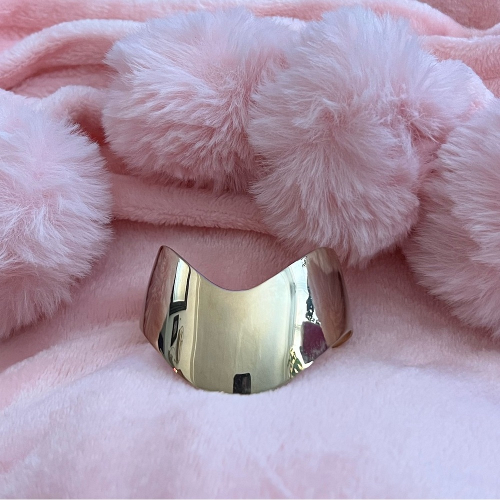 Park Lane V Curve Cuff Bracelet 7.3" Gold Tone Bold Statement